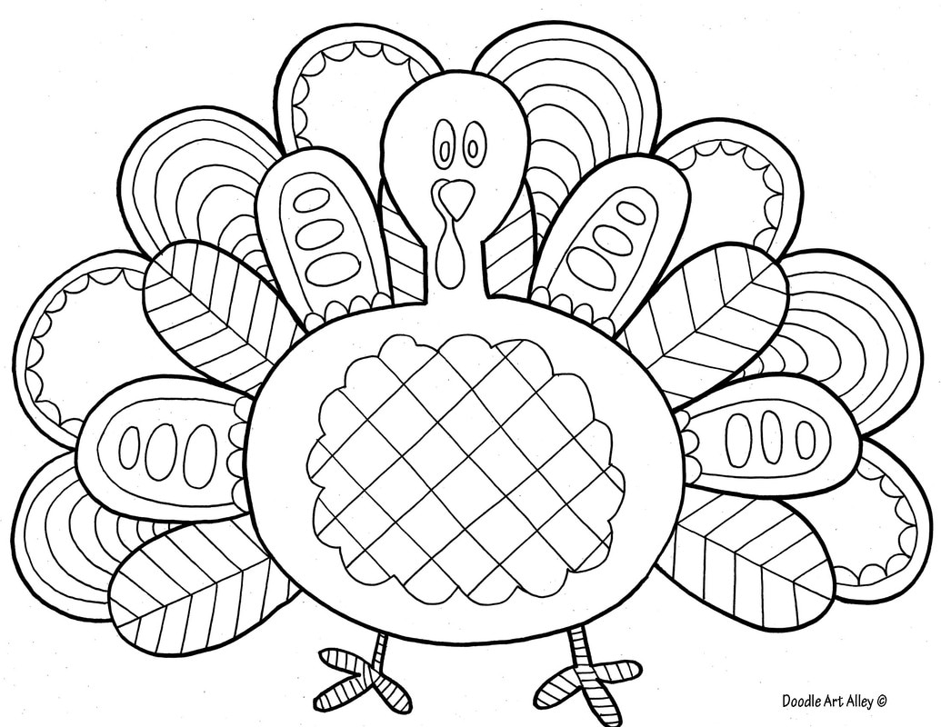 Thanksgiving Coloring Pages Doodle Art Alley