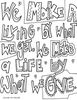 Kindness Quote Coloring Pages - Doodle Art Alley